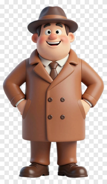 Cartoon Businessman In Brown Coat PNG