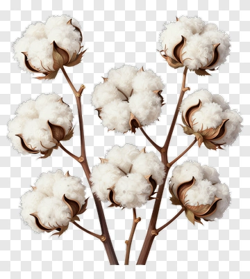 Cotton Plant With White Bolls PNG