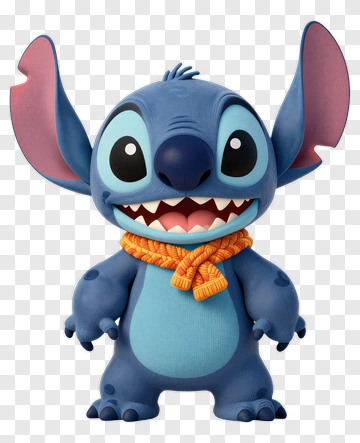 Cartoon Character Stitch With Orange Scarf PNG