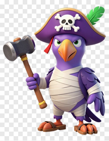 Pirate Parrot Holding A Hammer PNG