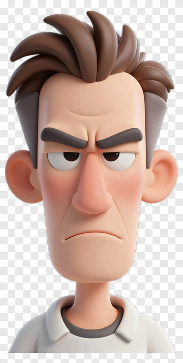 Cartoon Man With Serious Expression PNG