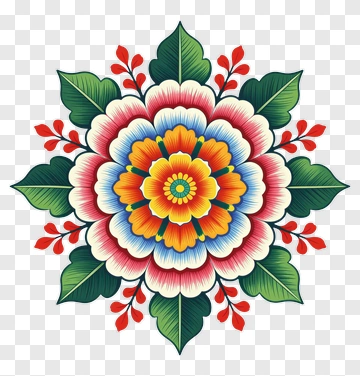 Colorful Floral Design PNG