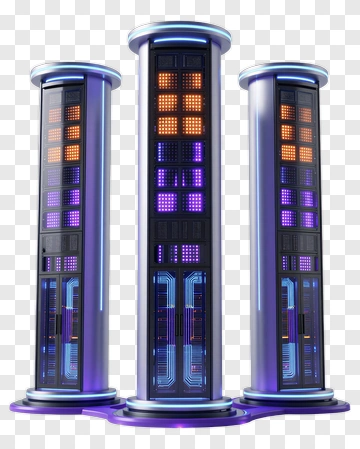 3D Server Rack With Colorful Led Displays PNG