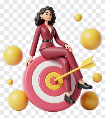 3D Businesswoman Sitting On A Target PNG