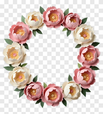 Floral Wreath With Pink And White Flowers PNG
