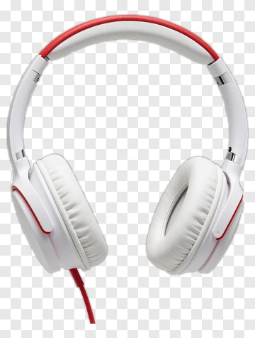White Headphones With Red Accents PNG