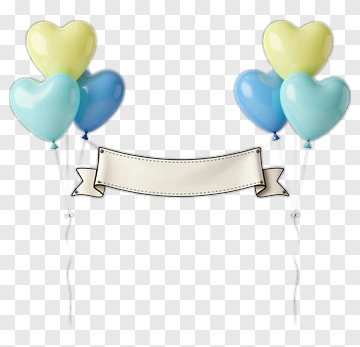 Heart-Shaped Balloons With Blank Banner PNG