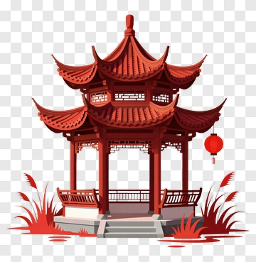 Chinese Pavilion With Lantern PNG