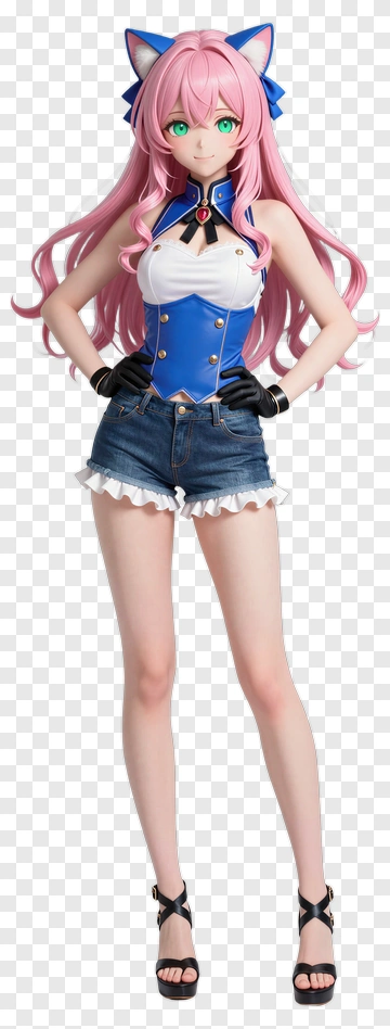 Anime Character With Pink Hair And Cat Ears PNG
