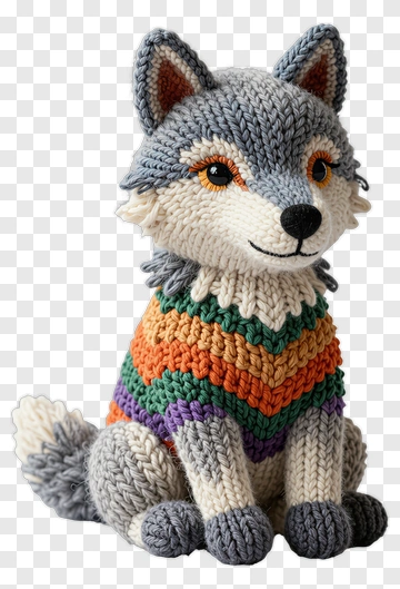 Felt Wolf Plush Toy PNG