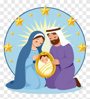 Family With Newborn Baby In A Starry Scene PNG