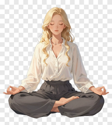 Meditating Woman In Casual Attire PNG