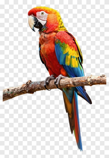 Colorful Macaw Parrot Perched On A Branch PNG