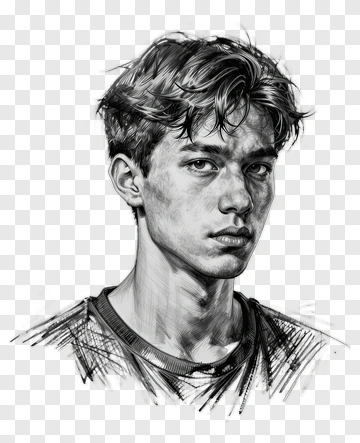 Sketch Of A Young Man With Short Hair PNG