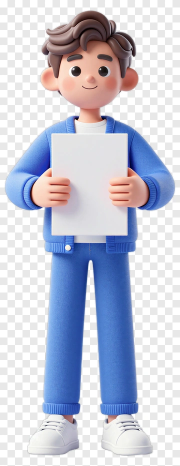 Cartoon Boy Holding A Blank Sheet PNG
