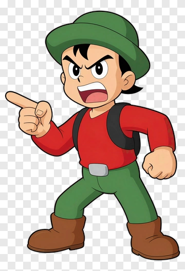 Angry Cartoon Boy Pointing PNG