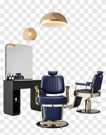 Modern Barber Shop Interior With Two Chairs PNG