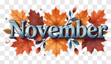 November With Autumn Leaves PNG
