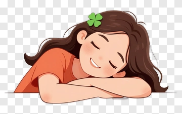 Happy Girl With A Green Clover In Her Hair PNG