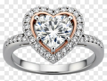 Heart-Shaped Engagement Ring With Diamonds PNG