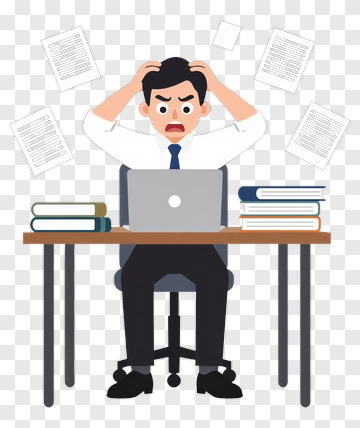 Frustrated Businessman Working At A Desk PNG