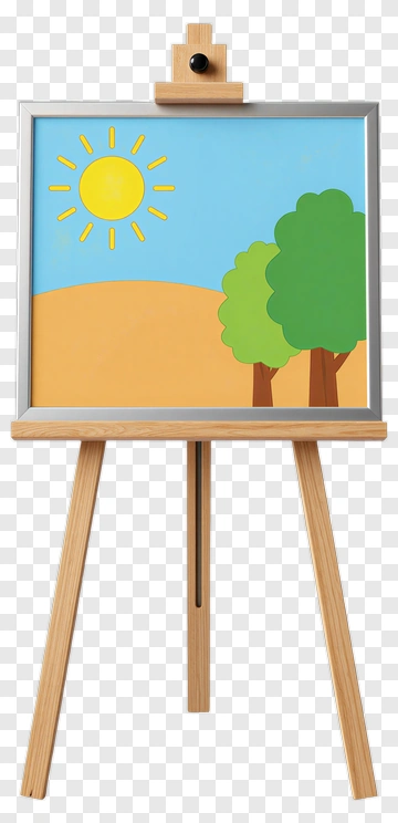 Colorful Landscape Painting On An Easel PNG
