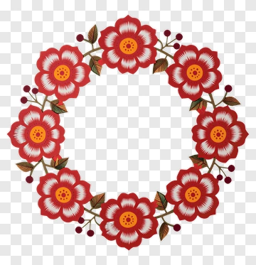 Flower Wreath With Red Flowers PNG