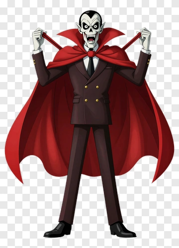 Cartoon Vampire Holding A Red Cape PNG