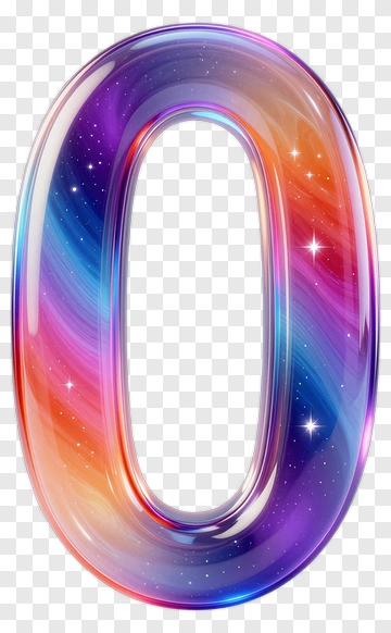 Colorful Number Zero With Galaxy Texture PNG