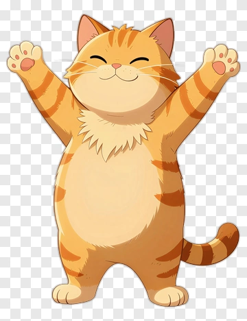 Cartoon Cat With Open Arms PNG