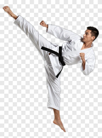 Man Practicing Karate High Kick PNG