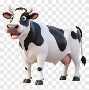 Cartoon Cow With A Happy Expression PNG