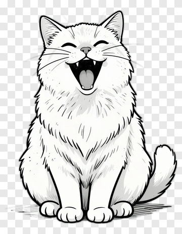 Happy White Cat PNG