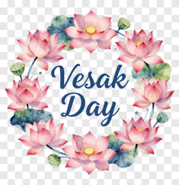Vesak Day Floral Wreath PNG