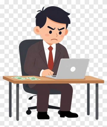 Frustrated Businessman Working On A Laptop PNG