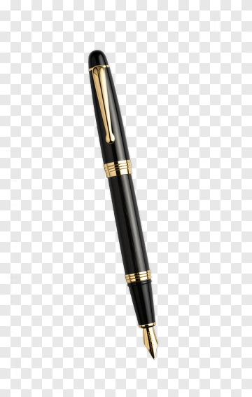 Black Fountain Pen With Gold Accents PNG