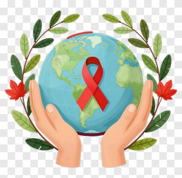 Hands Holding A Globe With A Red Ribbon PNG