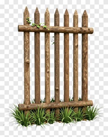 Wooden Fence With Grass And Ivy PNG