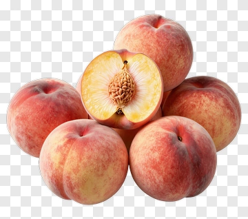 Fresh Peaches With A Halved Peach PNG