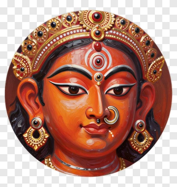 Hindu Goddess Face With Ornate Jewelry PNG