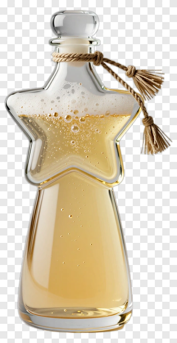 Star-Shaped Glass Bottle With Beverage PNG
