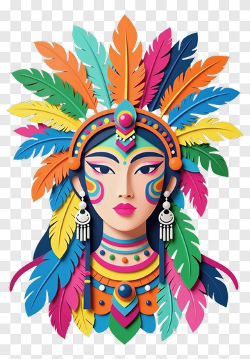 Colorful Feathered Headdress PNG