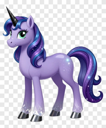 Cartoon Unicorn With Colorful Mane PNG