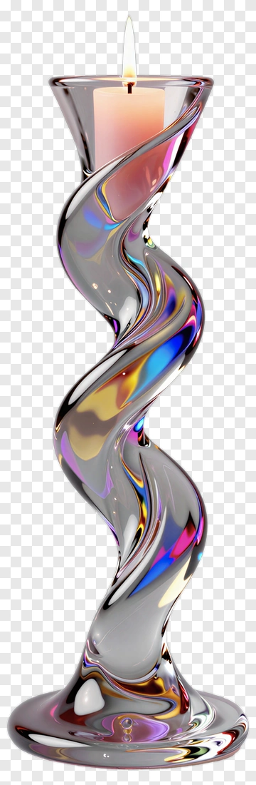 Colorful Candle Holder With Twisted Design PNG