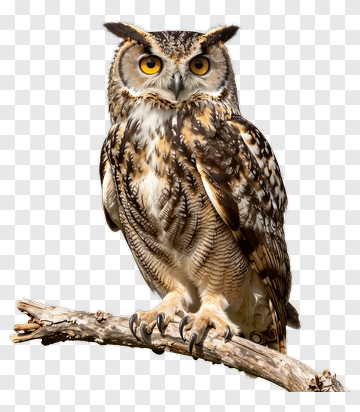 Owl Perched On A Branch PNG