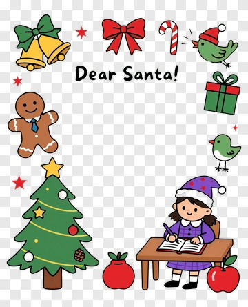 Christmas Letter To Santa With Decorations PNG