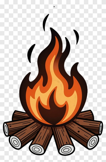 Cartoon Campfire With Burning Flames PNG