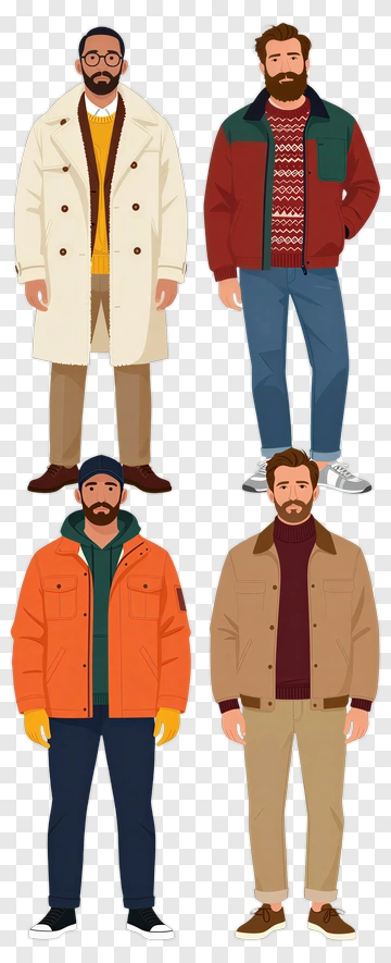 Stylish Men In Various Casual Outfits PNG