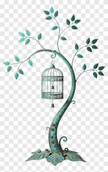 Decorative Tree With Birdcage PNG