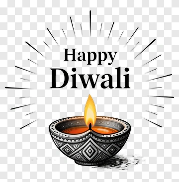 Happy Diwali With Decorative Oil Lamp PNG